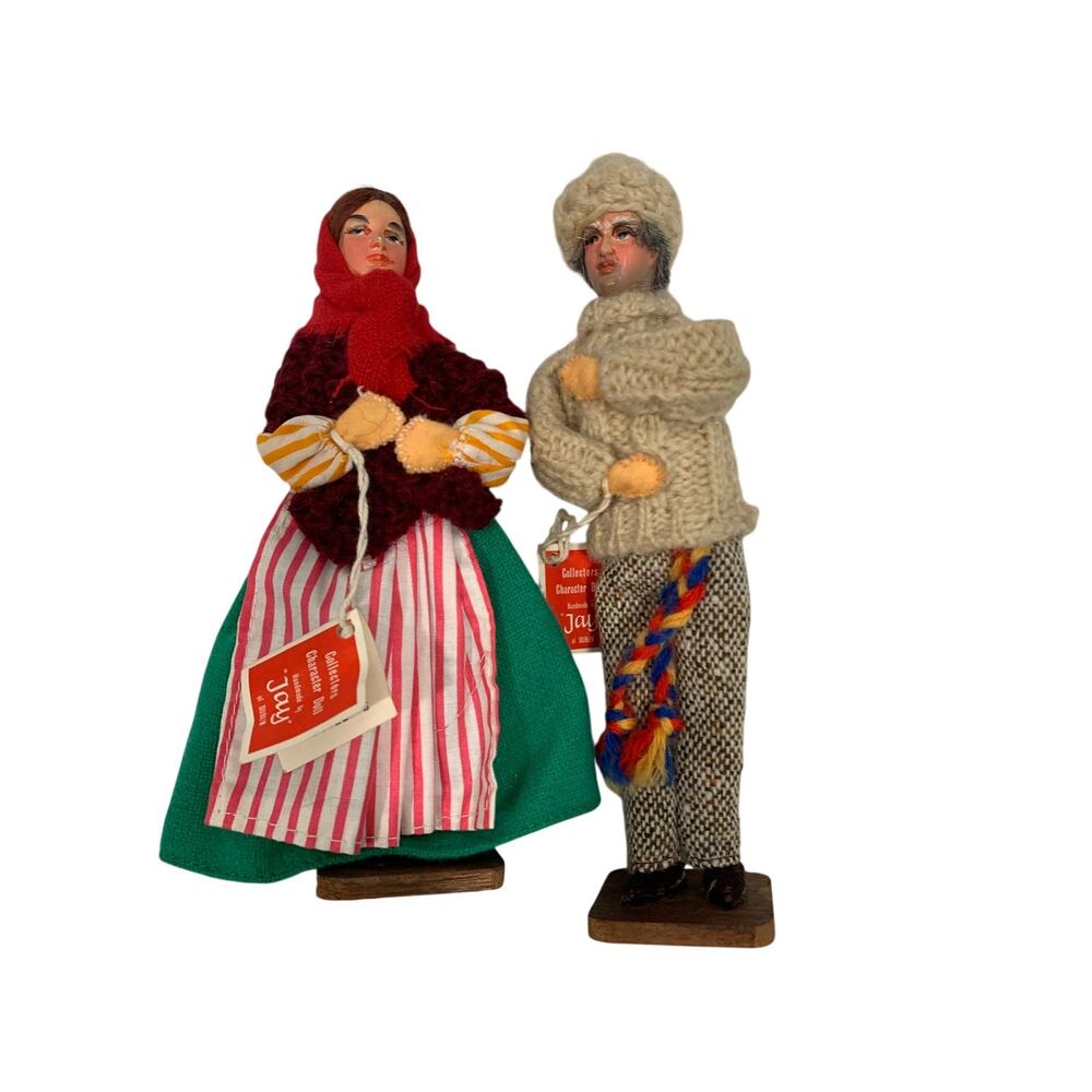 2 Handmade Character Dolls Ireland by Jay - Connemara Woman & Aran Fisherman